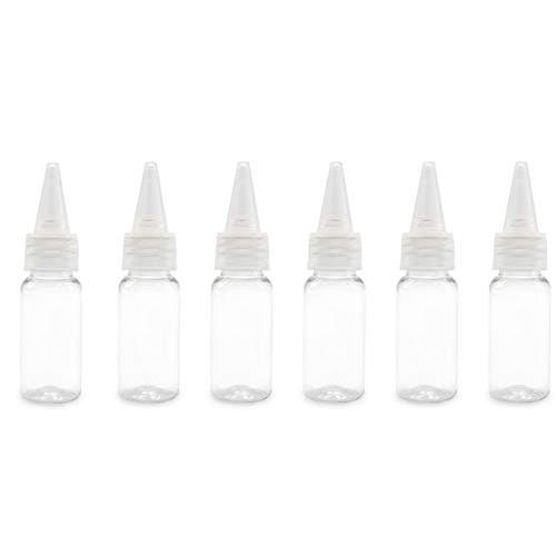 6PCS 15ml/0.5oz Empty Refillable Clear Plastic Tip Cap Bottle Vial Jars Holder Makeup Cosmetic Containers Sample Storage Portable Travel Bottle for Lotion Essential Oil Toner Liquid