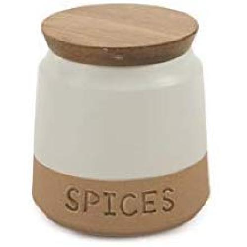 Villa dEste Home Tivoli Spice Jar, Stoneware, White, 7.5 x h 9 cm
