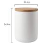 TOPBATHY Ceramic food jar sealed food storage canister kitchen box with wooden lid for coffee bean sugar spice - medium size (white)