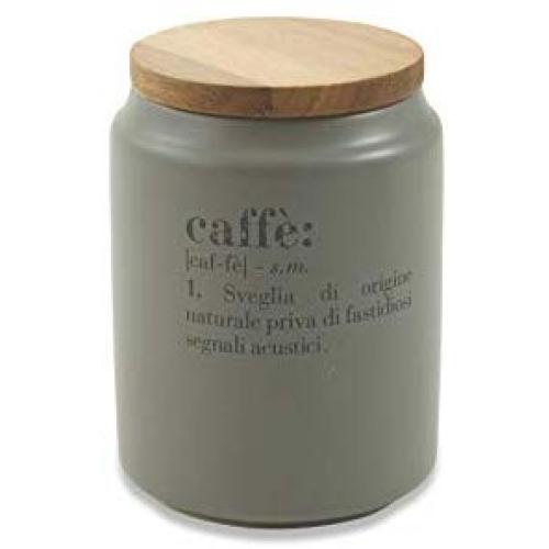 Villa dEste Home Tivoli Coffee Jar, Porcelain + Bamboo, Grey, One Size