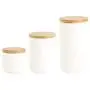 3-teiliges Lebensmittelbehälter-Set mit Holzdeckeln, kleine Küchenbehälter & Gläser, rustikaler Wohnklimadekor, Pantry-Organisation & Lagerung für Tee, Kaffee, Snacks, Zucker, Gewürze, Weiß