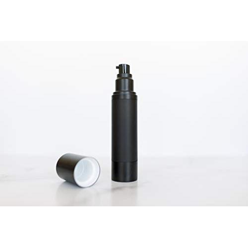 (2 Pack) 50ml Matte Black Airless Pump Bottle Luxury Container - Refillable Cosmetic Dispenser