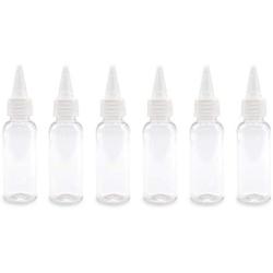 6 PCS 30ml/1oz Refillable Clear Plastic Tip Cap Bottle Vial Jars Makeup Cosmetic Containers Sample Storage Portable Travel Toiletries Bottle for Lotion Essential Oil Toner