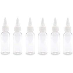 6 PCS 30ml/1oz Refillable Clear Plastic Tip Cap Bottle Vial Jars Makeup Cosmetic Containers Sample Storage Portable Travel Toiletries Bottle for Lotion Essential Oil Toner