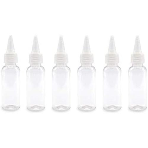 6 PCS 30ml/1oz Refillable Clear Plastic Tip Cap Bottle Vial Jars Makeup Cosmetic Containers Sample Storage Portable Travel Toiletries Bottle for Lotion Essential Oil Toner