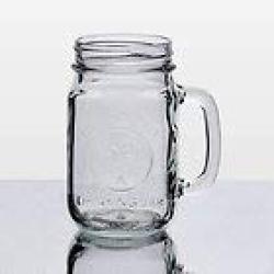 Set of 6 COUNTY FAIR Drinking/Storage Jar 16 oz. with Handle and Lids, Libbey Glass 97085 w/Signature Party Picks