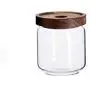 Bocal en verre transparent avec couvercle en bois - Récipient de rangement pour céréales, café, thé, 500 ml Bocal en verre transparent avec couvercle en bois - Récipient de rangement pour céréales, café, thé, 500 ml