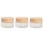 3PCS 1.05OZ Empty Refillable Frosted Glass Cream Bottle Portable Facial Care Storage Cosmetic Bottle Containers Jars Pot Vials with Wood Grain Screw Cap and Liner Tin Vial for DIY Sample Essential Oil