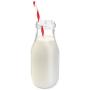 Premium Vials, 11 Oz Glass Milk Bottle Set of 12 - Includes Reusable White Lids and Straws