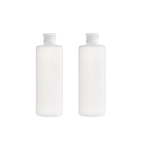 2PCS Transparent Refillable Empty Plastic Cosmetic Squeezable Vial Bottles Jar Pot with Flip Cap Toner Lotion Shower Gel Shampoo Storage Container (400ml/14oz)