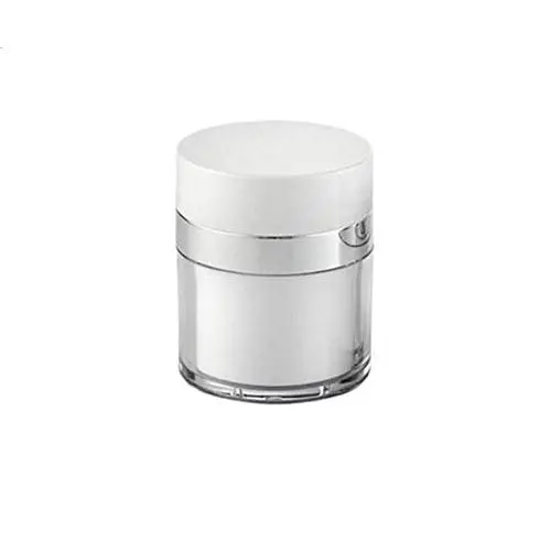 VASEANA 1PCS 15ml/0.5oz Airless Pump Jars Empty Refillable Makeup Cosmetic Jar Containers Airless Lotion Cream Via Pot Storages Dispenser with Lids Air Pump Travel Jars (Weiß)