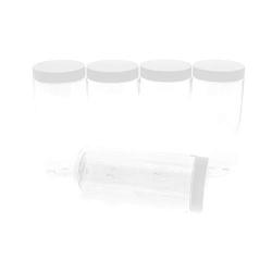 White Tall Large Plastic Jars 6 Pack (16 oz)