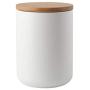 TOPBATHY Ceramic food jar sealed food storage canister kitchen box with wooden lid for coffee bean sugar spice - medium size (white)
