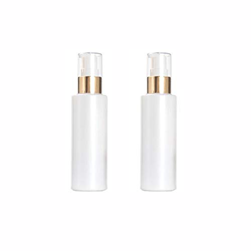 2Pcs 100ML/3.3 oz Empty Refillable Glass Lotion Bottles Pump Press Bottle White Upscale Travel Cosmetic Container Dispenser for Foundation Essential Oils Cream