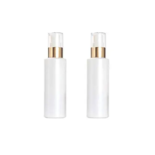 2 Stück 100ML/3.3 oz Leerer Refillbarer Glas-Lotionflasche mit Pumpen, Weiße Hochwertige Reise-Kosmetikbehälter-Zapfenschläuche für Foundation, Ätherische Öle, Creme