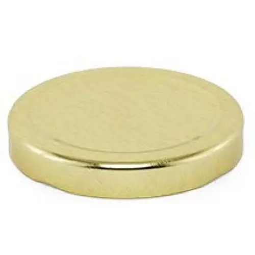 Gold Metal Hexagonal Jar Lid w/Safety Button - 58mm - Package 12 Gold Metal Hexagonal Jar Lid w/Safety Button - 58mm - Package 12