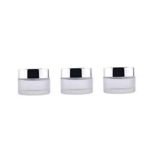 3 Pots en Verre Froissé de 30ml/1oz avec Couvercle Argenté et Coussin Intérieur - Récipients de Voyage pour Échantillons de Maquillage, Huile Essentielle, Crème, Lotion, Baume à Lèvres. 3 Pots en Verre Froissé de 30ml/1oz avec Couvercle Argenté et Coussin Intérieur - Récipients de Voyage pour Échantillons de Maquillage, Huile Essentielle, Crème, Lotion, Baume à Lèvres.