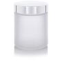 Large Frosted Clear Thick Glass Straight Sided Jar with Silver Metal Overshell Lid - 8 oz / 120 ml (6 pack) + Spatulas