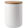 Ceramic Jar Sealed Canister Food Storage Container with Wooden Lid for Loose Tea Coffee Bean Sugar Spice,White,800ml