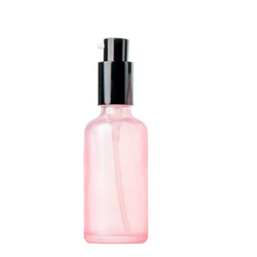 1PCS 50ml Pink Empty Refillable Glass Pump Bottle With Black Pump Cover Cosmetic Makeup Eye Cream Lotion Emulsion Toiletries Liquid Storage Containers Cosmetic Travel Packing Bottle