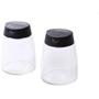 4pcs/set Double Lid Pepper Spice Shaker Glass Salt Seasoning Can Kitchen Cruet Condiment Bottle Sugar Seal Jar Container,Black 2pcs