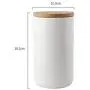 Bouteille en céramique TOPBATHY pour aliments scellée, boîte de rangement de cuisine avec couvercle en bois pour café, sucre, épices – Grande taille (blanc) Bouteille en céramique TOPBATHY pour aliments scellée, boîte de rangement de cuisine avec couvercle en bois pour café, sucre, épices – Grande taille (blanc)