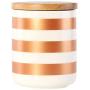 Ceramics Stripe Storage Jar with Bamboo Lid,Preserving Jars for Tea Coffee Herb Spices Sugar and More (B/10x13cm)