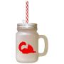 Red Maine Coon Cat Silhouette #2 Frosted Glass Mason Jar With Straw