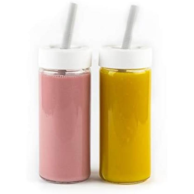 Wide Mouth Glass Bottles Lids, Reusable Travel Bottle Juice