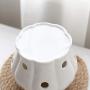 DecentGadget Ceramic Food Canister Hollow Out Storage Jar Bamboo Lid for Serving Chillies Garlic (Hollow Out)