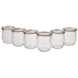 6 Mini Tulip Jelly Jar with Glass Lids 6 Rings and 12 Clamps