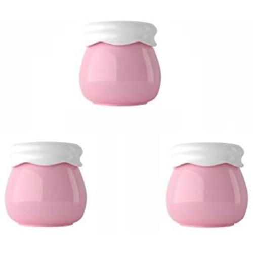 3Pcs Cute Mini Portable Cream Bottle with White Screw Lid Empty Refillable Plastic Makeup Storage Container Cosmetic Dispening Bottle Jars Pots Vals Case for Face Cream Hand Cream (10g/0.35oz)