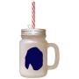 Navy Finnish Hound Silhouette Frosted Glass Mason Jar With Straw