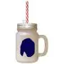 Navy Finnish Hound Silhouette Frosted Glass Mason Jar With Straw Navy Finnish Hound Silhouette Frosted Glass Mason Jar With Straw