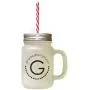 Schwarze Buchstaben, Mädchen, Gras, Grün, Geschenk, Frosted Glas Mason Jar mit Stroh