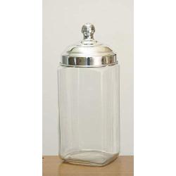 Italo Ottinetti Square Glass Jar Polished Aluminium Lid 1.5 Litre Aluminum, Metallic, One Size