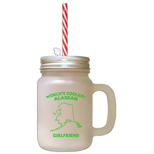 L'Amie Alaskane la Plus Cool de Green World - Bocal en Verre Froissé avec Paille