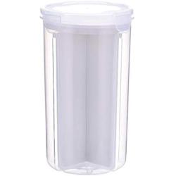 Storage Box Separated With Souble Lid Rotating Cover Sealed Jar Plastic Bayonet Partition Transparent Storage White,L