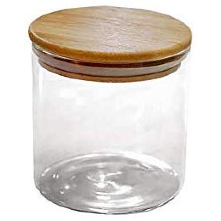 Small Glass Tea Storage Container - Airtight Jar with Bamboo Lid