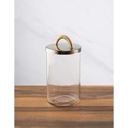 Glass Cookie/Candy Canister with Stainless Steel Lid- Silver and Gold Colored Lid