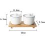 Kitchen seasoning box/Ceramic Condiment Storage Container with Wooden Pallet Oil Salt Spice Jars Box Three-Piece Set (Color : A)