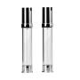 2PCS 30ml/1oz Plastic Airless Pump Bottle Vacuum Travel Container Make up Dispenser with Silver Aluminum Cap and Internal Pressure Plug for Cream Lotion Emulsion Empty Refillable