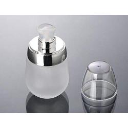 2PCS 1oz 30ml Transparent With Silver Ring Glass Pump Bottles Dispenser Jars Pot Container For Travel​ Makeup Foundations Lotion Cosmetic Serums Face Cream