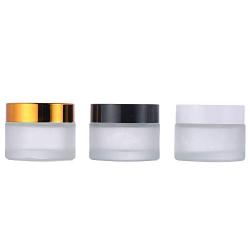 Glass Bottle Frosted Container Compatible Glass Cream Jar for Cosmetic Glass Containers(12 Pack) Empty Cream Jars 50ml (White)
