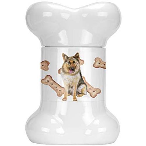 Carolines Treasures CK2234BSTJ German Shepherd Bone Shaped Treat Jar, multicolor