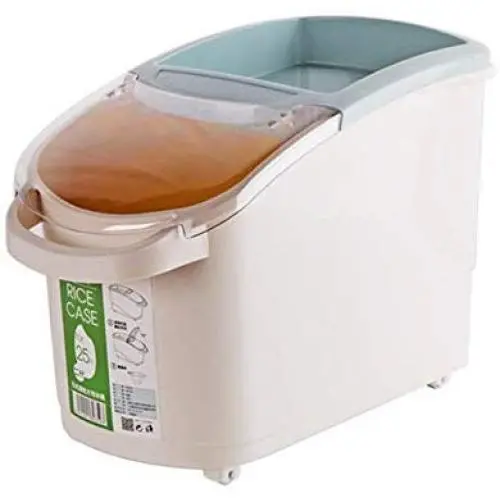 Bouteille de conservation alimentaire en verre résistante à l'air pour cuisine, pot à confiture, cruet, boîte à riz transparente (Bleu) – 12,5 kg Bouteille de conservation alimentaire en verre résistante à l'air pour cuisine, pot à confiture, cruet, boîte à riz transparente (Bleu) – 12,5 kg