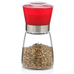Salt Pepper Mill Grinder Glass Shaker Spice Container Condiment Jar Holder Grinding Bottle Kitchen Tools,Red