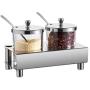 XXDTG Glass Seasoning Jar-seasoning Box Salt Shaker Sugar Bowl Set, Metal Shelf Modern Design