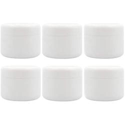 6PCS White Plastic Jar with Dome Lid Refillable Make-up Cosmetic Jars Empty Face Cream Lip Balm Lotion Storage Container Pot Case Holder 8.81 Oz (250g)