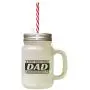 Black Dad; SonS First Hero DaughterS First Love Frosted Glass Mason Jar With Straw